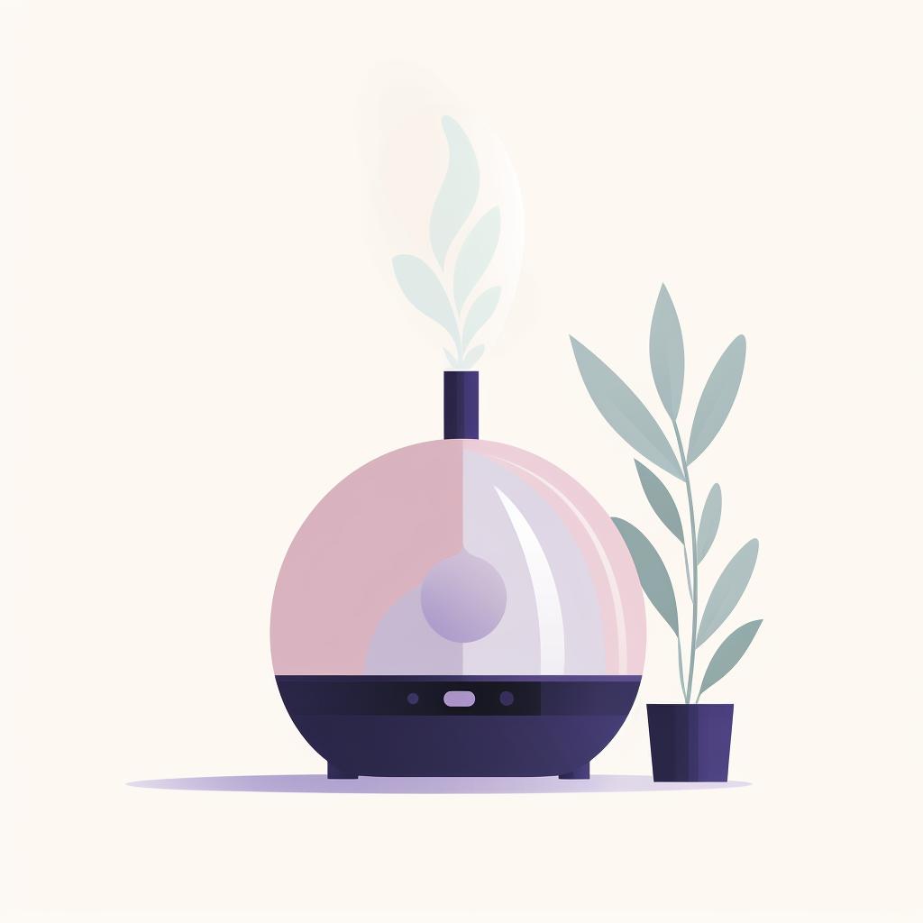 An essential oil diffuser emitting a gentle mist